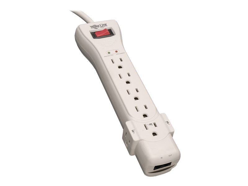 Protect It! Surge Protector, 7 AC Outlets, 15 ft Cord, 2,520 J, Light Gray